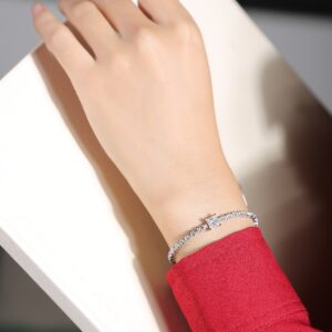 Rubik's Cube Fashion Mosan Diamond Silver Bracelet