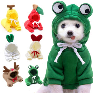 Cute Fruit Dog Clothes for Small Dogs Hoodies Winter Warm Fleece Pet Clothing Puppy Cat outfit