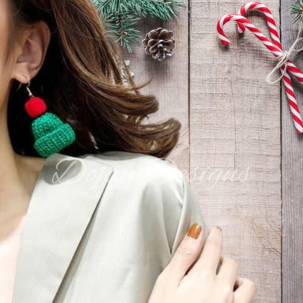 Christmas Knitted Beanie Holiday Earrings - Image 4