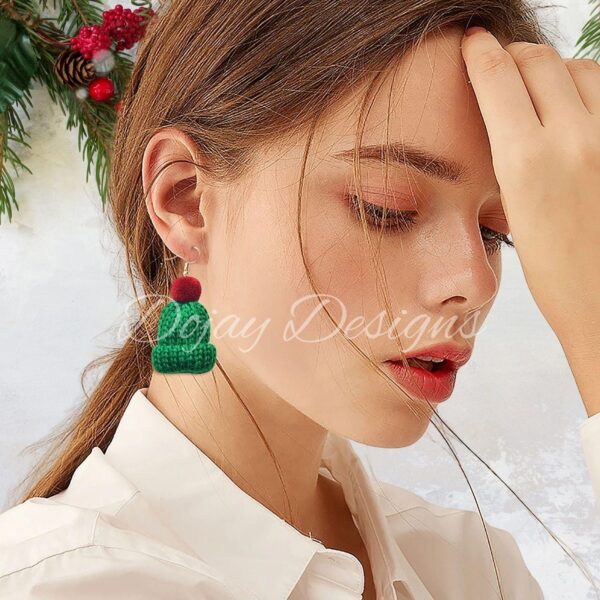Christmas Knitted Beanie Holiday Earrings - Image 6