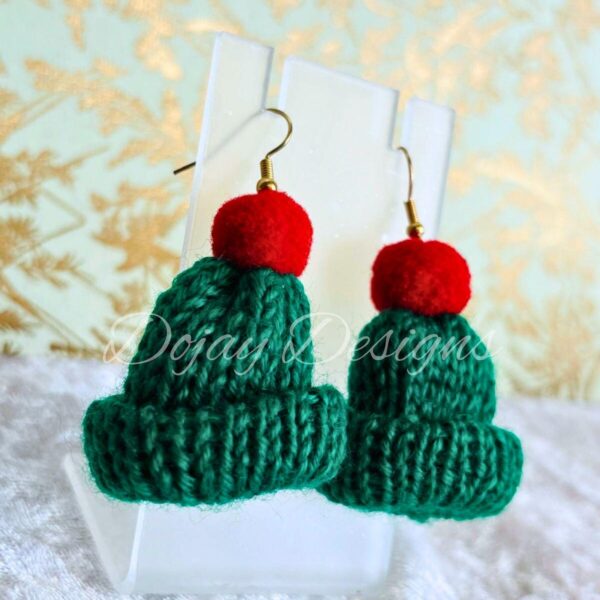 Christmas Knitted Beanie Holiday Earrings - Image 7