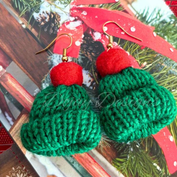 Christmas Knitted Beanie Holiday Earrings - Image 5