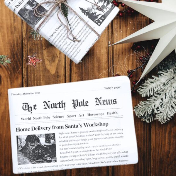 Christmas North Pole Newspaper Wrapping Paper - Image 4