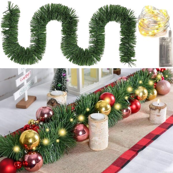 393.3 Inch Christmas Decorative Garland with 3 Warm Light Strings - Image 10