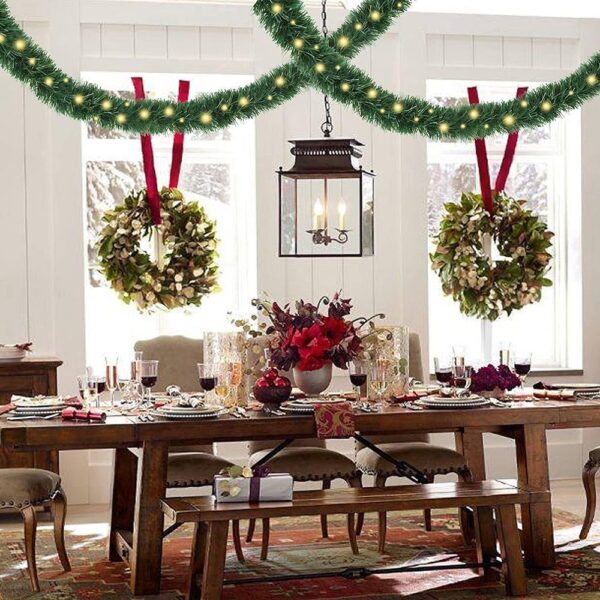 393.3 Inch Christmas Decorative Garland with 3 Warm Light Strings - Image 4