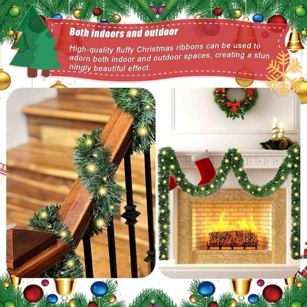 393.3 Inch Christmas Decorative Garland with 3 Warm Light Strings - Image 3