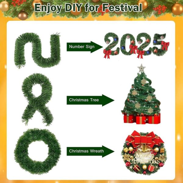 393.3 Inch Christmas Decorative Garland with 3 Warm Light Strings - Image 9