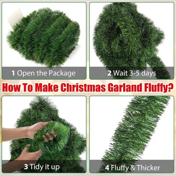 393.3 Inch Christmas Decorative Garland with 3 Warm Light Strings - Image 5