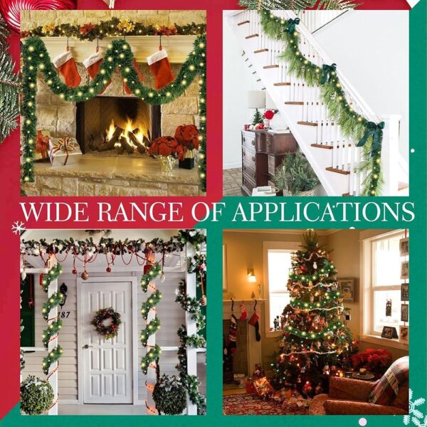 393.3 Inch Christmas Decorative Garland with 3 Warm Light Strings - Image 7