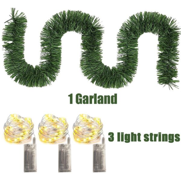 393.3 Inch Christmas Decorative Garland with 3 Warm Light Strings - Image 6