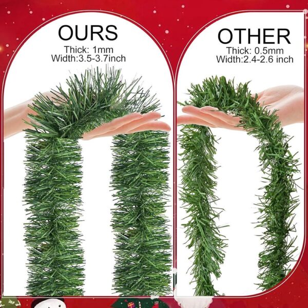393.3 Inch Christmas Decorative Garland with 3 Warm Light Strings - Image 8