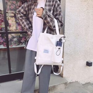 Alternative view of Harajuku Canvas Bags Students Handbag With Pockets Preppy Buckpack Shoulder Bag For Women Shoolbags