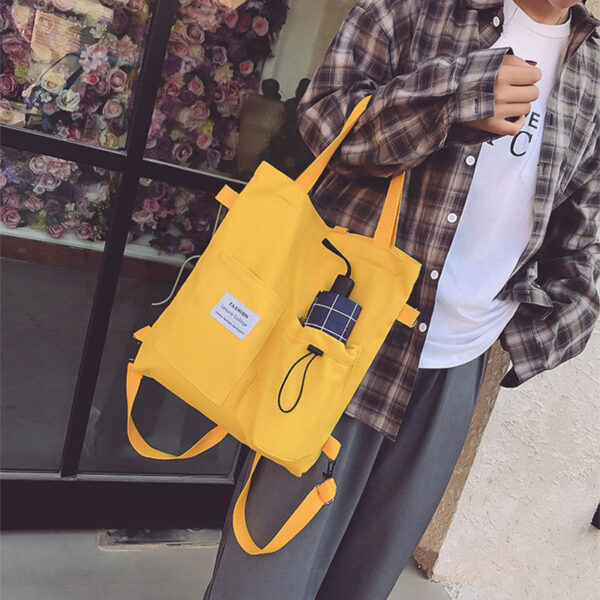 Harajuku Canvas Bags Students Handbag With Pockets Preppy Buckpack Shoulder Bag For Women Shoolbags - Image 9