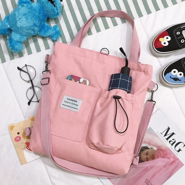 Harajuku Canvas Bags Students Handbag With Pockets Preppy Buckpack Shoulder Bag For Women Shoolbags - Image 8