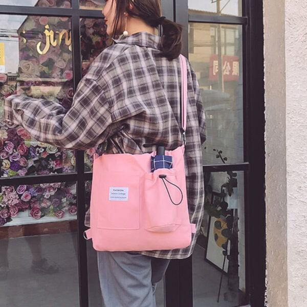 Harajuku Canvas Bags Students Handbag With Pockets Preppy Buckpack Shoulder Bag For Women Shoolbags - Image 7