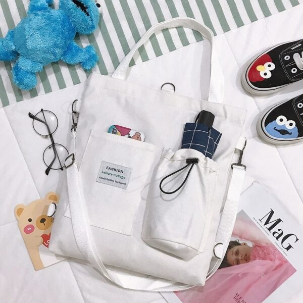 Harajuku Canvas Bags Students Handbag With Pockets Preppy Buckpack Shoulder Bag For Women Shoolbags - Image 10